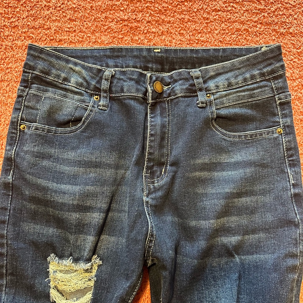 Distressed Blue Jeans - Picture 5 of 10